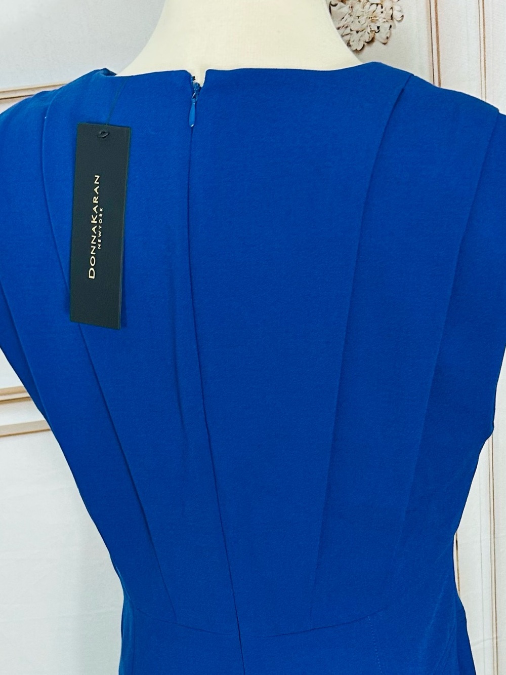 Donna Karan Cobalt V-Neck Midi Dress - Picture 6 of 15